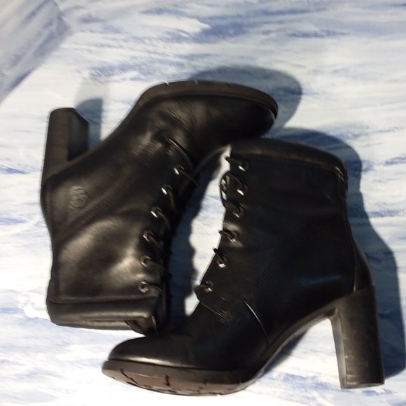 Timberland Black Anime Lace-up Heeled Boots size 8.5M - Picture 7 of 11